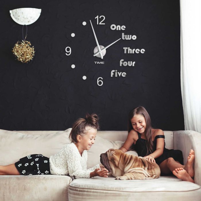 Ceas de Perete DIY Design 3D Montaj Simplu cu Accesorii Incluse 110 cm