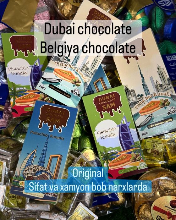 Dubai & Belgium chocolate original sotiladi. Sovg’a uchun eng zori.