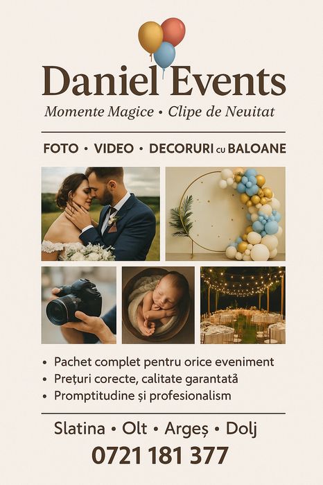 Servicii foto-video eveniment cununie , botez , majorat, nunta