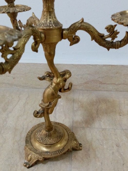Set sfeșnice antice in stilul Art-Deco din bronz masiv piese cu o lucr