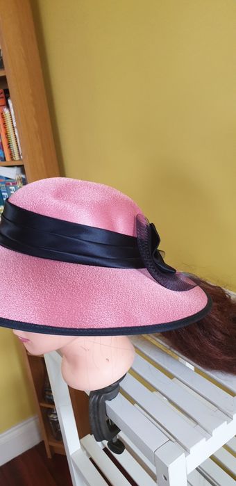 Palarie pentru nuntă  roz si negru