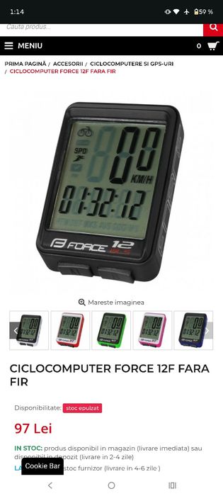 Vând ciclocomputer wireless  B Force 12