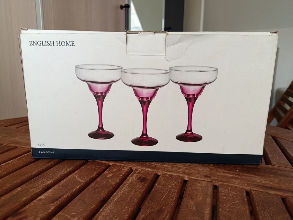 Комплект от 3 чаши  English Home, 300 мл, стъкло, розови
