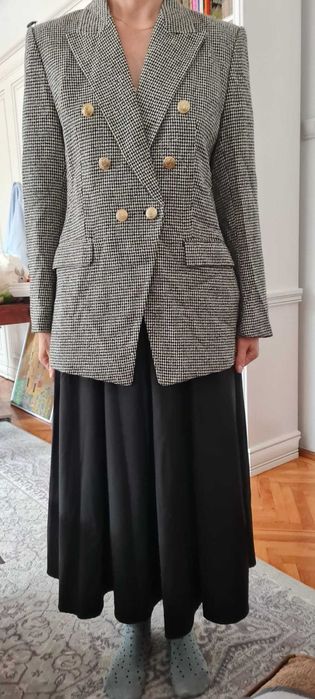 Sacou ZARA Double-Breasted – Nou – Imprimeu Houndstooth