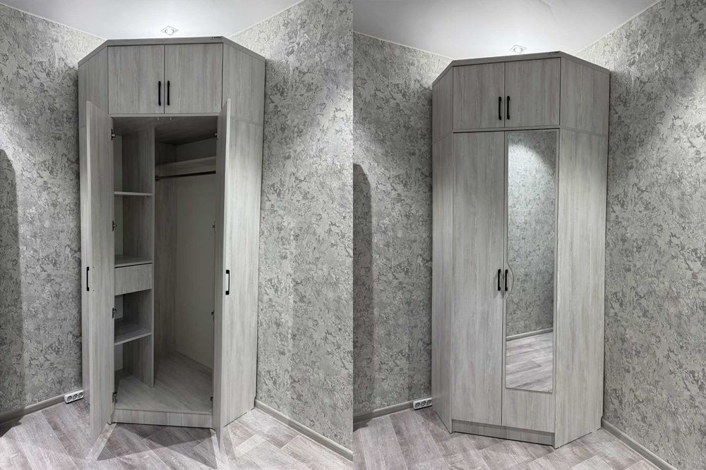 Угловой шкаф с антресолью YORQIN