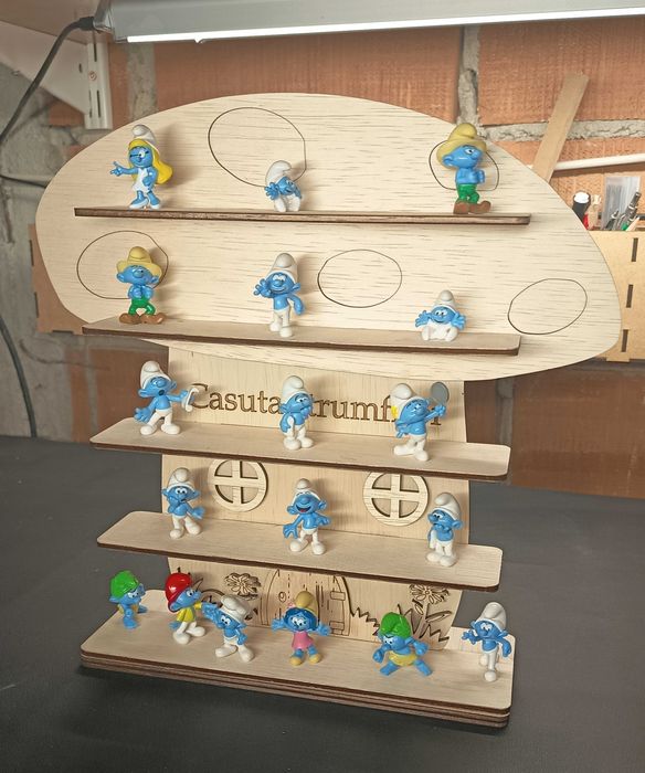 Casuta strumfi kit, activitate pentru copii, pentru colorat / asamblat