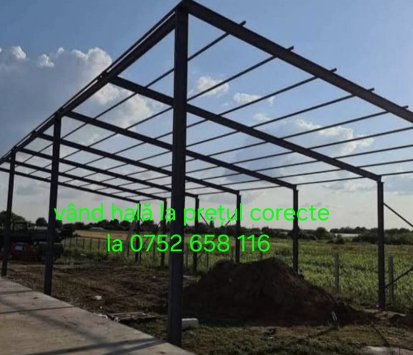 Hala metalica 12 m latime x 25 m lungime x 4 m strasina din ipe200 si panou de 6 cm