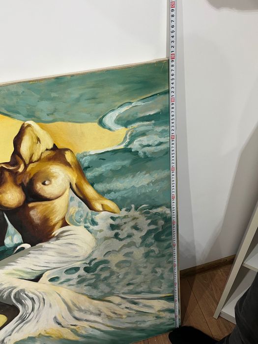 Русалка на брега на морето с маслени бои