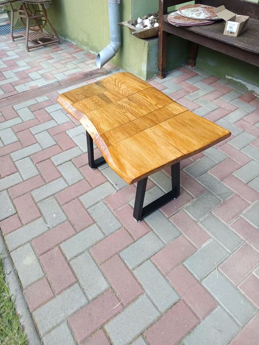 Masa cafea stejar și picioare metalice diferite