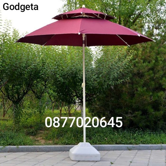 ВЕТРОУСТОЙЧИВ ДВОЕН Покрив Градински или плажен чадър зелен и др.цвето