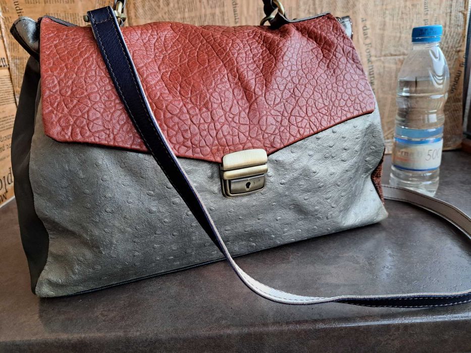 дамска чанта,кожена торба-цветна естествена кожа