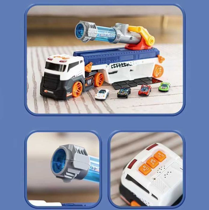 Camion de Jucarie Copii, 10 Masinute, 6 Bile Moi, Tun de Propulsare