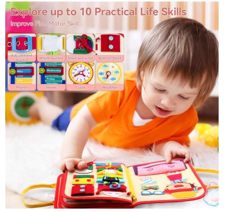 Motessori Busy Board 3+ Carte mapa educativa copii cu activitati