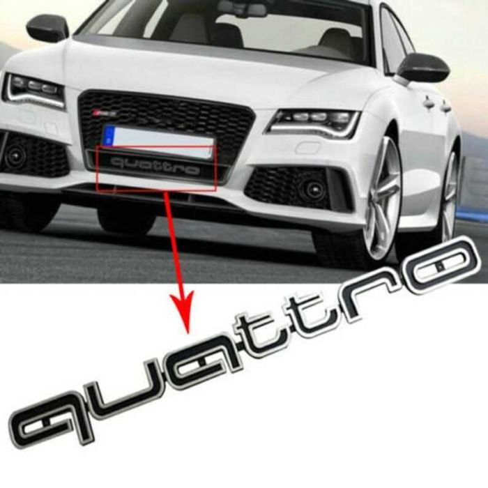 емблема AUDI QUATTRO за решетка,А4 А5 А6 А7 маска  ауди лого емблема