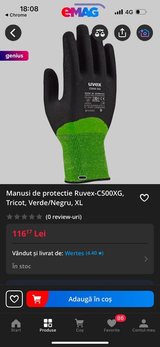Manusi de protectie Ruvex-C500XG, Tricot, Verde/Negru 80 două perchei
