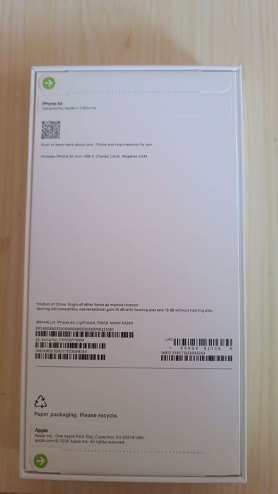 Iphone air e-sim (новый) light gold