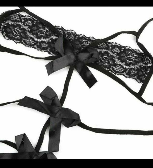 кружевной боди с бантиками