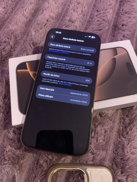 Iphone 16 pro max 256gb la cutie si factura altex schimb cu 15 pro max