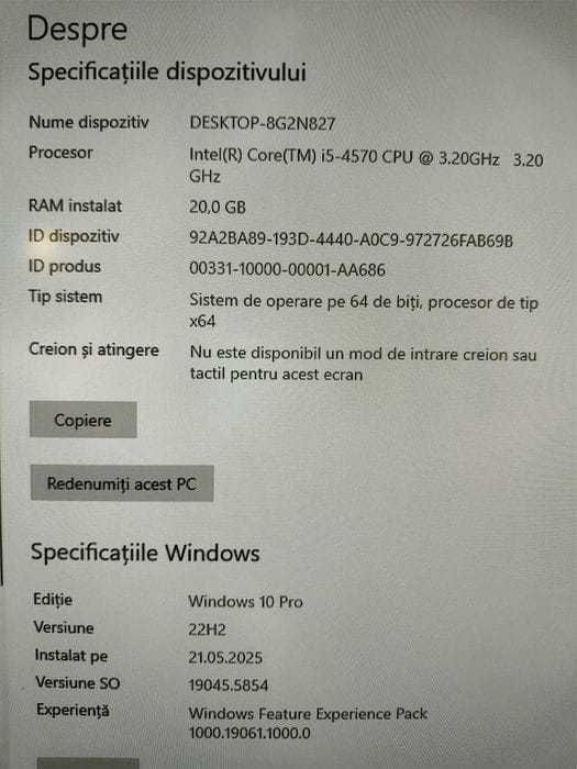 PC, unitate, desktop I5-4570, 20 Gb RAM, SSD, Win 10 Pro