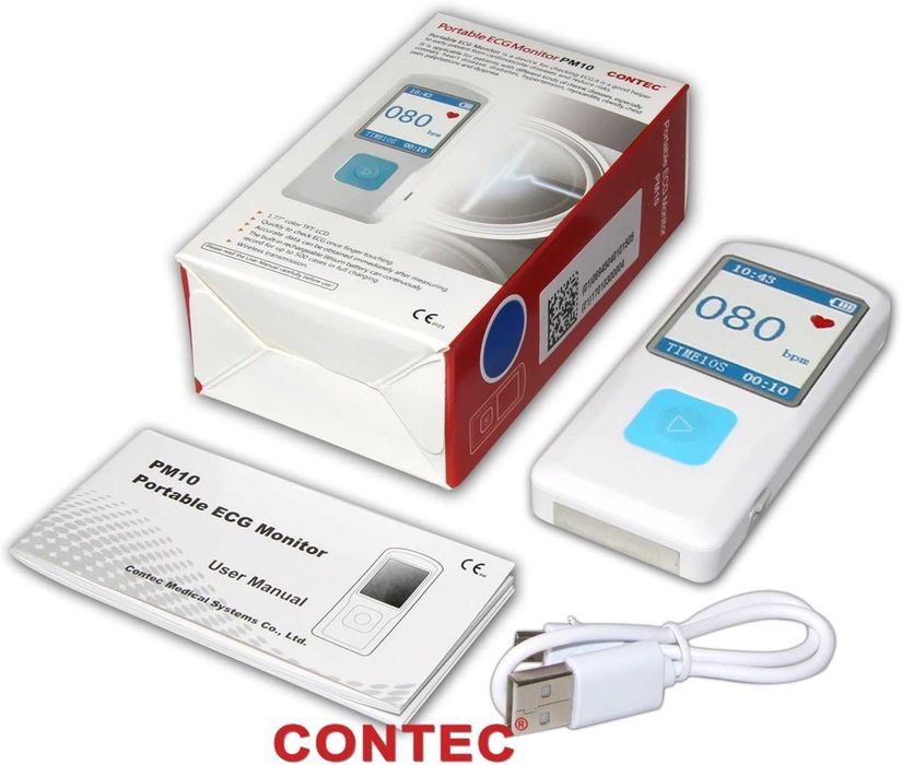 Преносим ЕКГ/ЕКГ монитор CONTEC с компютърен софтуер, електрокардиограма, Bluetooth, пулсомер