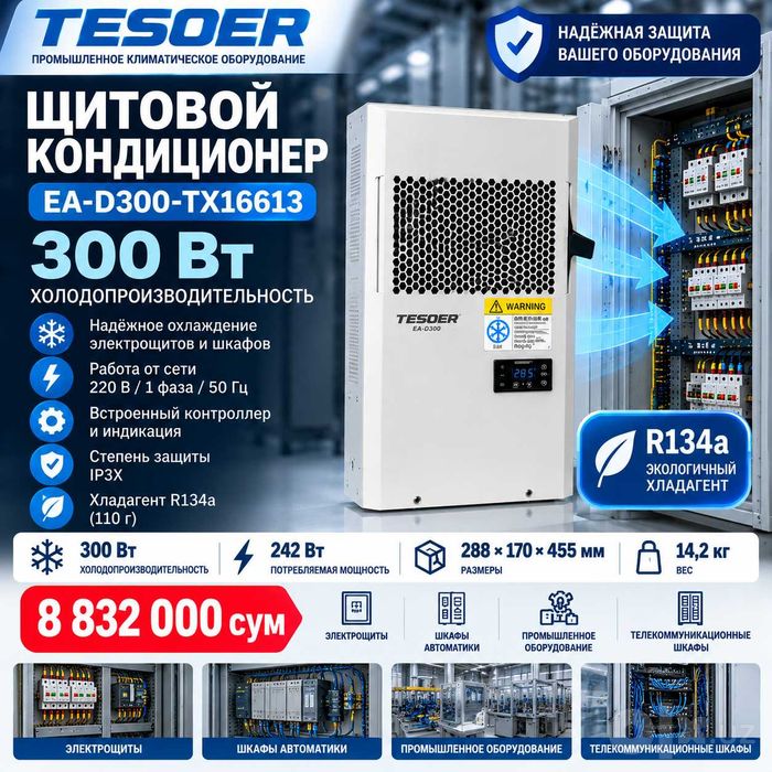 Щитовой кондиционер TESOER 300 Вт для электрощита и шкафа автоматики