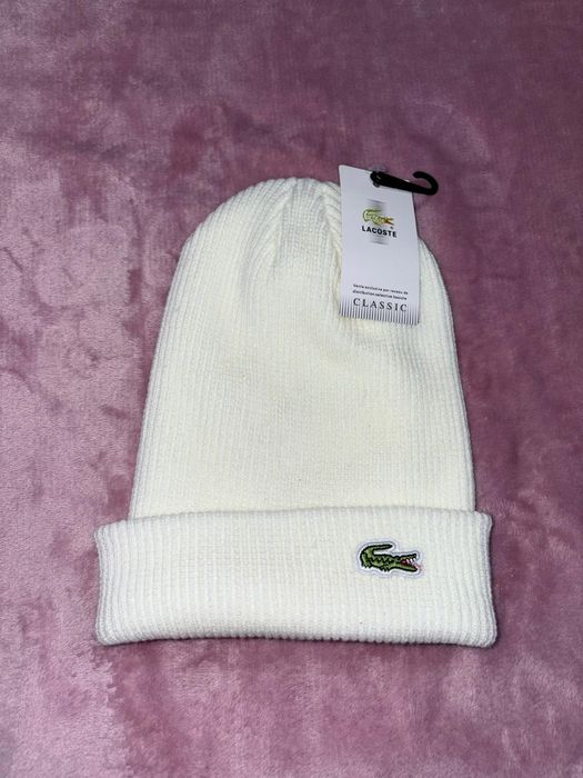 Căciulă Lacoste Alb Alba eticheta