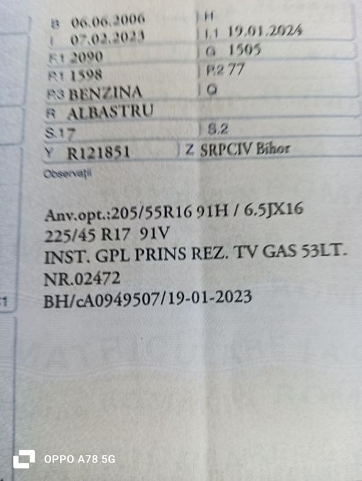 Vand sau schimb Zafira B cu 7 locuri cu GPL pină 2032