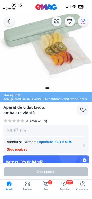 Aparat de vidat Livoo DOM503 – NOU – 80W – rolă + folie incluse
