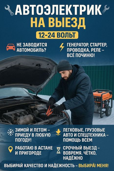 Автоэлектрик на выезд Астана (Нурсултан)