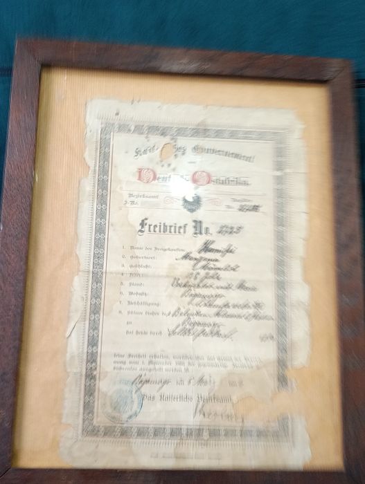Document Istoric Rar 1906 - "Freibrief" Eliberare Sclav, Africa German