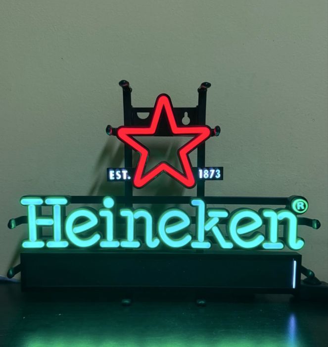 Reclamă luminoasă Heineken originală LED – NOUĂ – dimmer – 44 × 32 cm