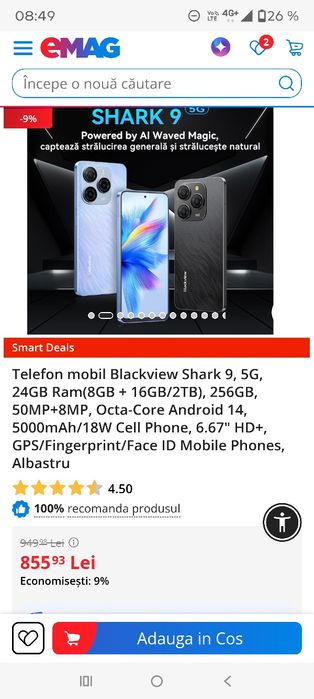 Telefon smartphone Blackview Shark 9 5G nou sigilat