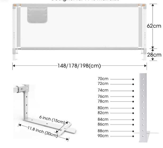 Bariera protectie pat copii 180 sau 200 cm retractabila siguranta bebelusi anti cadere pat - LIVRARE GRATUITA !