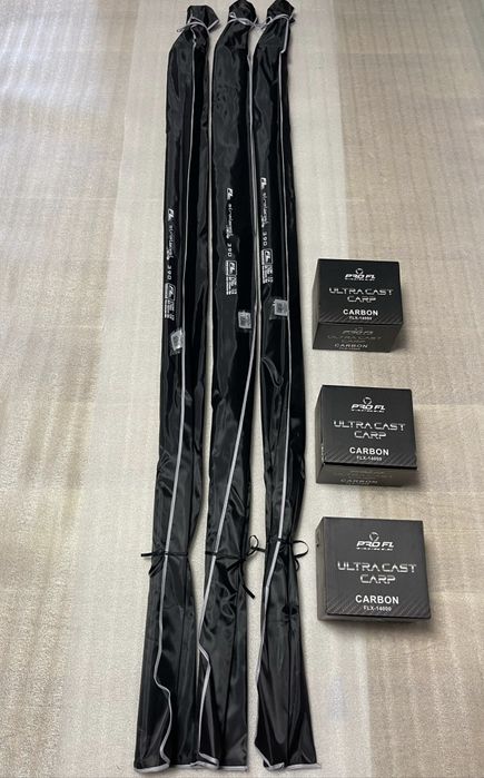 SET 3 Lansete FL Strategist 3.90m/3.75lbs+3 Mulinete FL 14000 New 2025