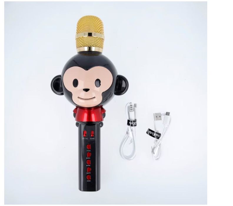 Microfon Bluetooth Maxlife cu difuzor Animal MX-100, karaoke negru