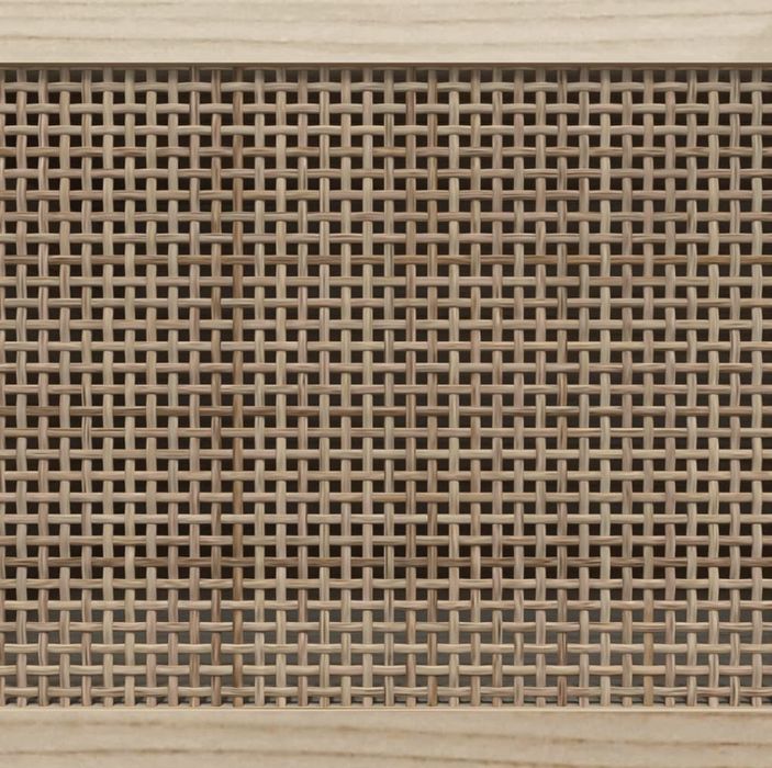 Comoda TV, negru, 105x30x40 cm lemn masiv pin si ratan natural