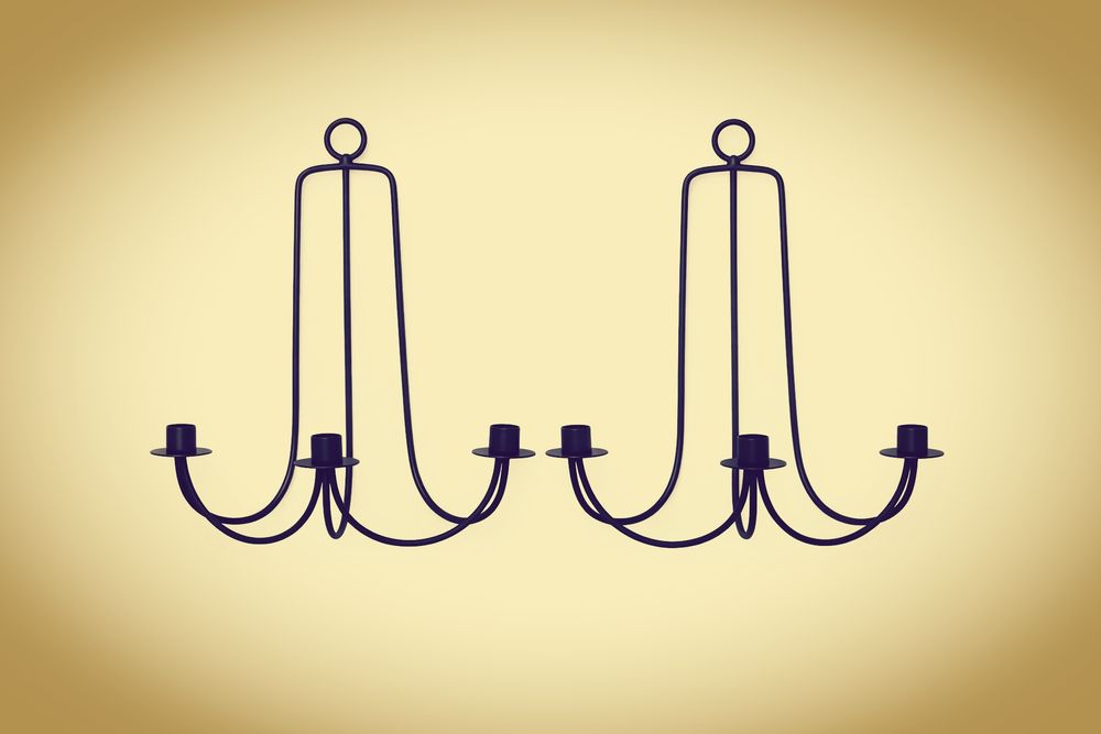 Suporți lumânări perete, set 2 buc, oțel, 43×38 cm