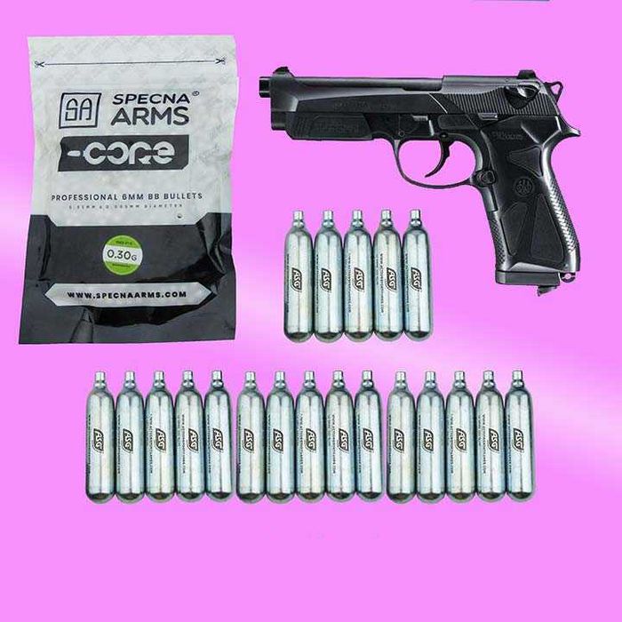 Pistol airsoft Beretta 90TWO CO2 20 capsule 1100 bile