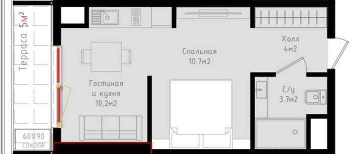 1-комнатная в ЖК «Resim» ID: 6949