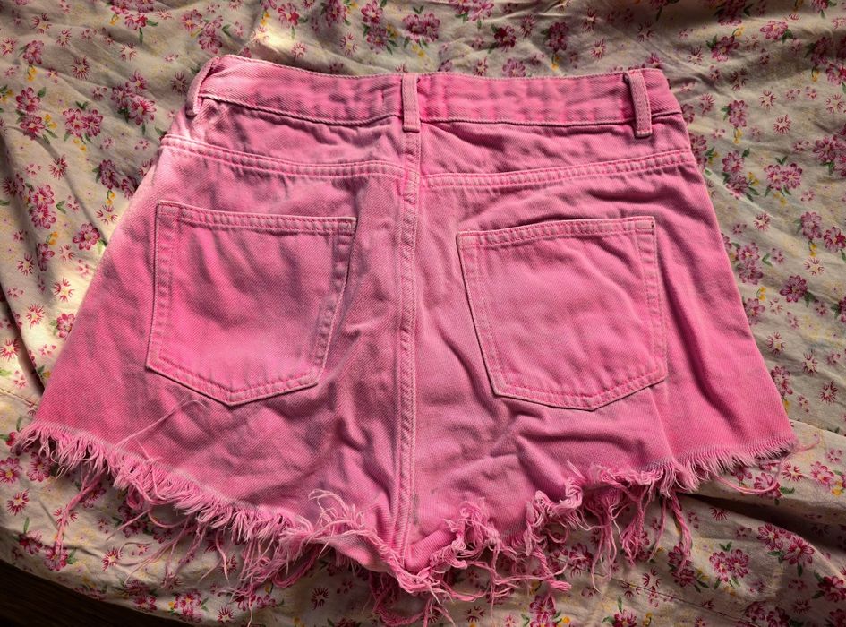 Шорты белые, розовые, джинс