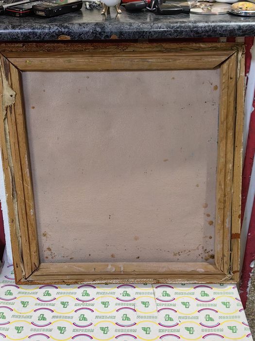 Стара маслена картина върху платно с дървена рамка