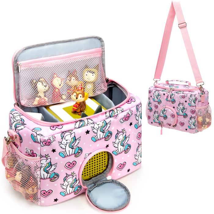 Уникална чанта за Toniebox тонколона и фигури – розова с еднорози