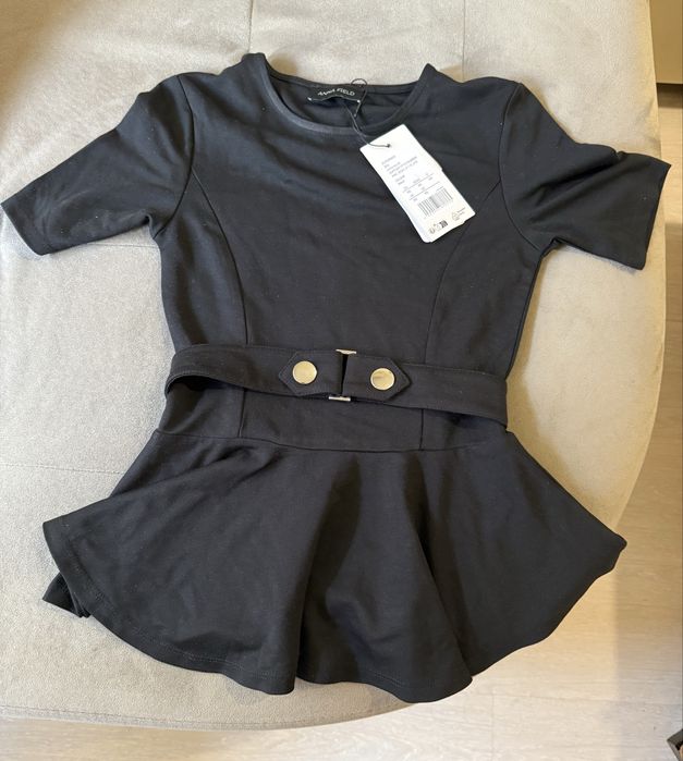 Черна блуза с колан