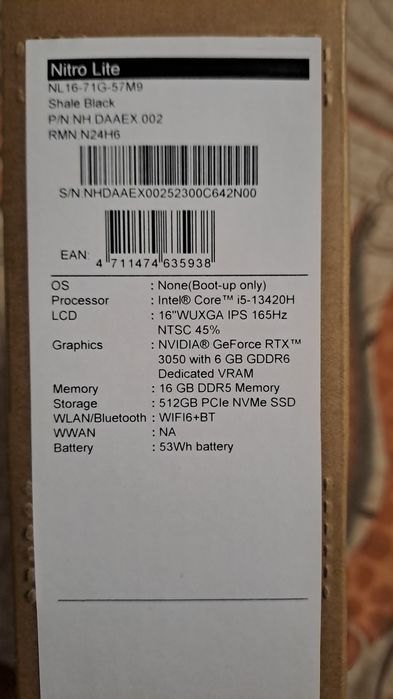 Laptop gaming Acer, garanție 2 ani