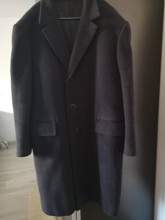 Palton barbati, lana 100%, calduros, albastru inchis, marimea L/XL