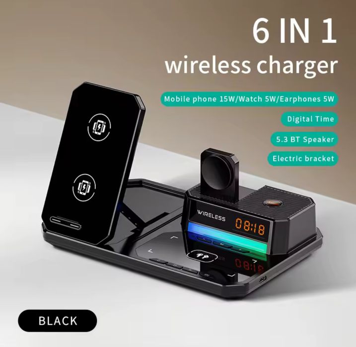 Incarcator Wireless 6 in 1 Telefon Ceas Casti Iphone Apple