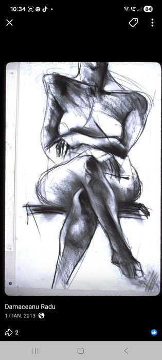 Desene, autoportret și 4 personaje", Radu Dămăceanu (n.1953-d.2017)