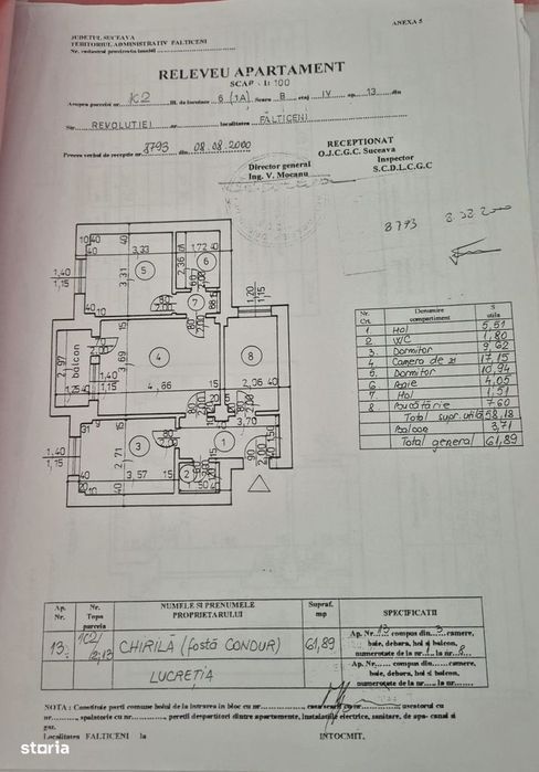 SE VINDE Apartament cu 3 camere, central in Mun. Falticeni, jud.SV
