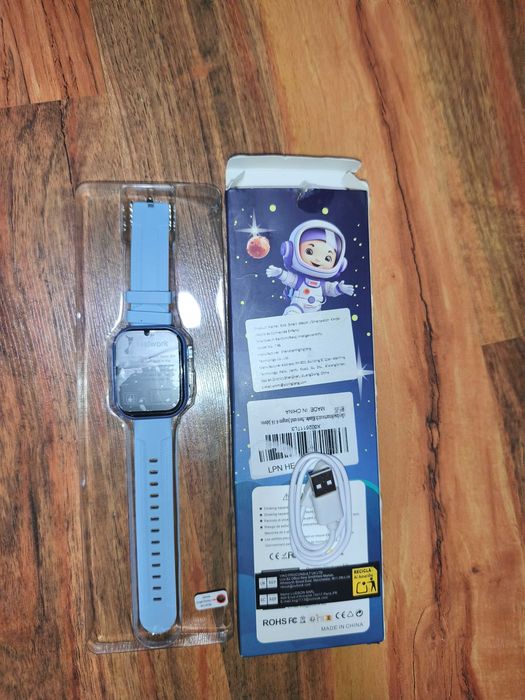 Нов детски 4G смарт часовник Elleyise T46 (GPS, видео разговори, SOS, цвят син)
