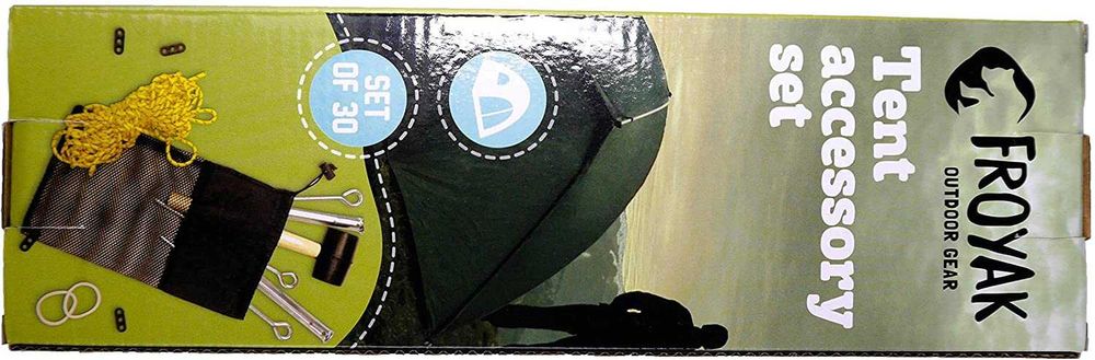 FROYAK - аксесоари за къмпинг, палатка, колчета, гумен чук, въже